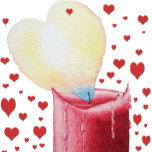 heart shaped flame red candle photo sculpture button<br><div class="desc">This romantic heart shaped flame and red candle illustration was inspired when I was watching a red candle melt down, I painted the red melting wax that's running down the side of the candle heart shaped, and the colourful flame is also heart shaped to represent romantic and passionate burning Love...</div>