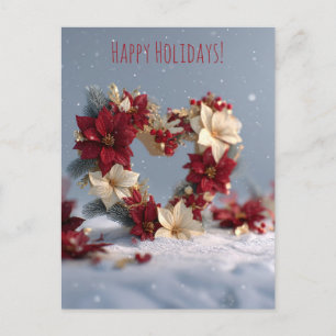 Heart-shaped floral arrangement on Christmas  Holiday Postcard