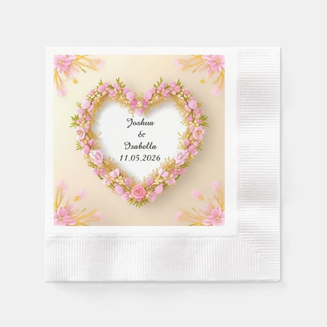 Heart Shaped Floral Frame Napkin (Front)