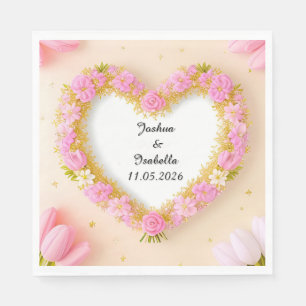 Heart Shaped Floral Frame Napkin
