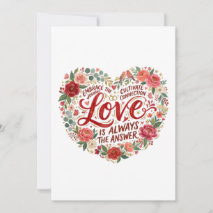 Heart-Shaped Floral Typography Invitation
