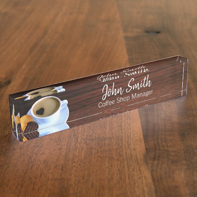 Heart Shaped Foam Coffee Cup Cookie Coffee Shop Nameplate (Side)