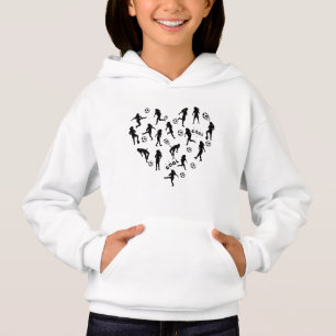 Heart-Shaped Girls Soccer Silhouette Design