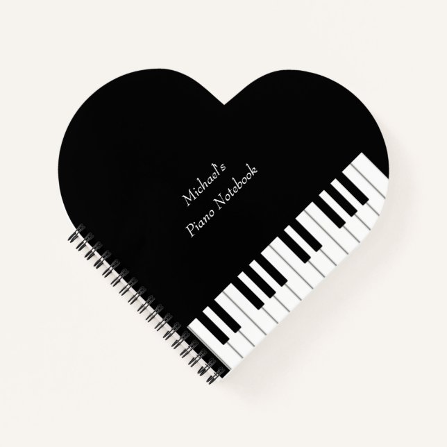 Heart Shaped Grand Piano Personalized Musician's Notebook (Front)