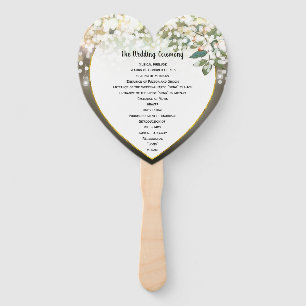 Heart Shaped Green Leaf Tree Wedding Program Fan