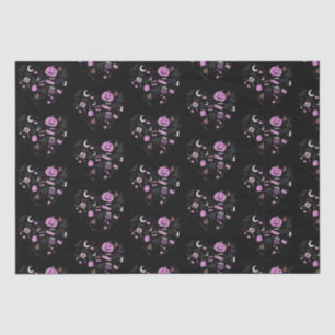 Heart Shaped Halloween Pattern Black Halloween Tissue Paper