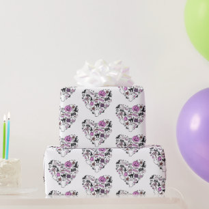 Heart Shaped Halloween Pattern White Halloween Wrapping Paper