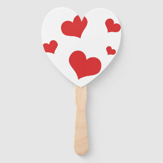 Heart Shaped hand fan with red hearts 