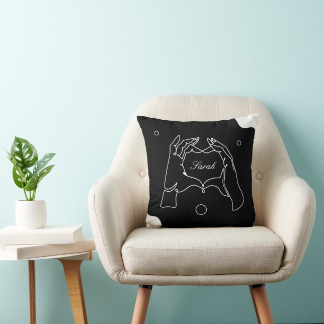 Heart shaped hands personalised  throw pillow (Chair)