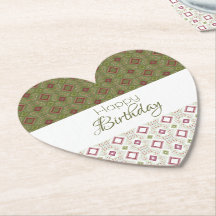 Heart Shaped Happy Birthday Paper Coasters