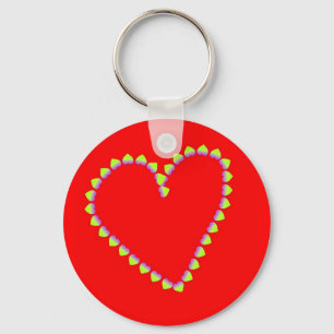 Heart shaped hearts on red keychain