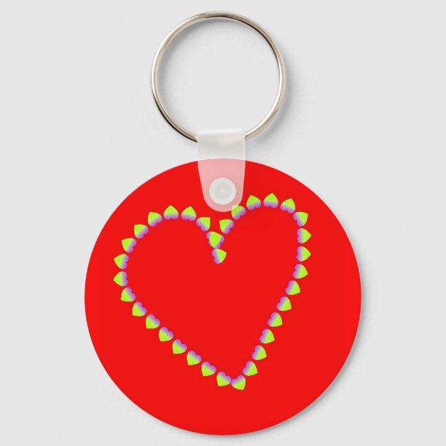 Heart shaped hearts on red keychain (Front)