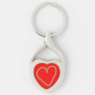 Heart shaped hearts on red keychain