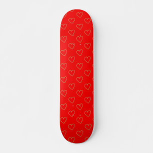 Heart shaped hearts on red skateboard
