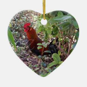 Heart-Shaped Hidden Rooster Holiday Ornament