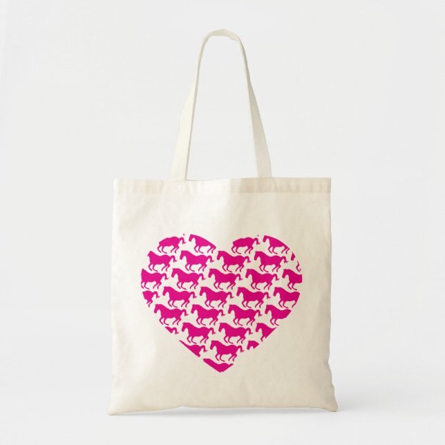 Heart Shaped Horse Pattern Tote Bag (Front)