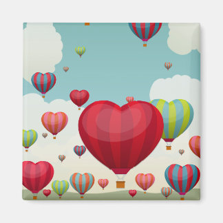 Heart-Shaped Hot Air Balloons Magnet