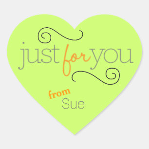 Heart Shaped "Just for You" Gift Tag Stickers