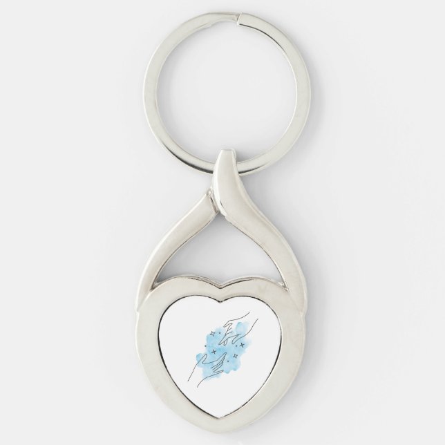 Heart-Shaped Keychain with Hand Art  (Front)