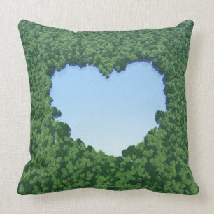 Heart-Shaped Lake Throw Pillow