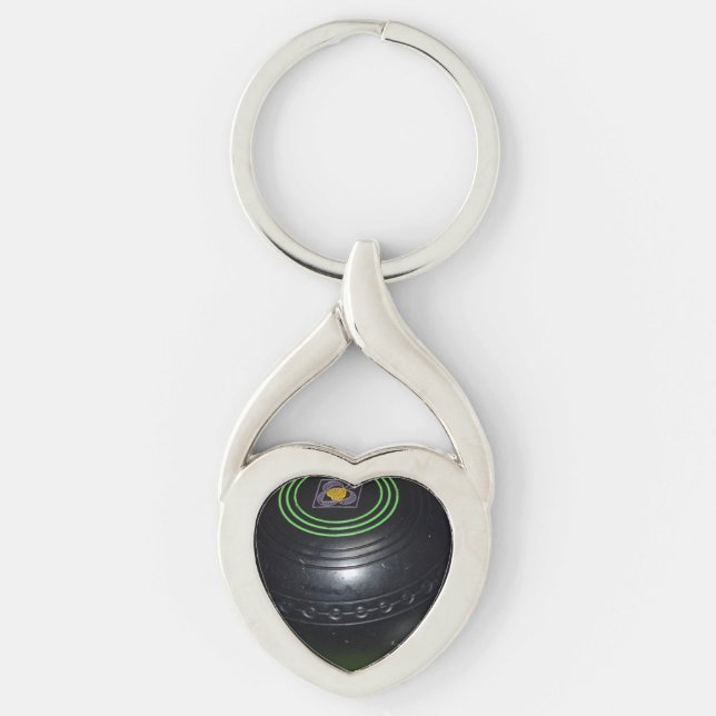 Heart Shaped Lawn Bowl Keyring, Keychain (Front)