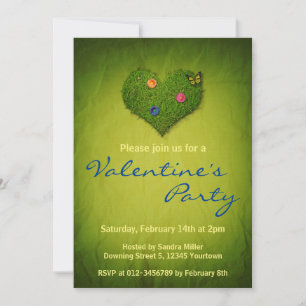 Heart-Shaped Lawn Flowers Butterfly Invitation