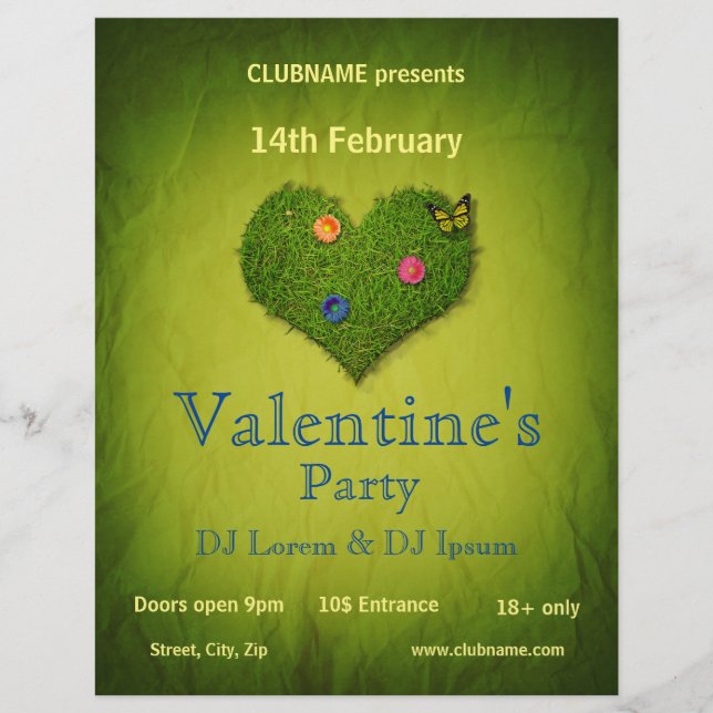 Heart-Shaped Lawn Valentine's Day Party Flyer (Front)