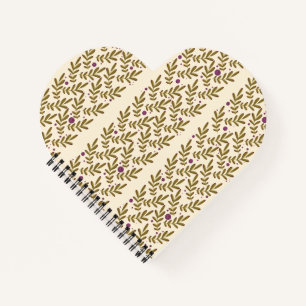 Heart-Shaped Leaf Pattern Spiral Notebook