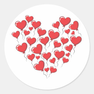 Heart Shaped Love Balloons Classic Round Sticker