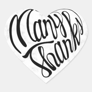 Heart shaped many thanks in 4 languages sticker
