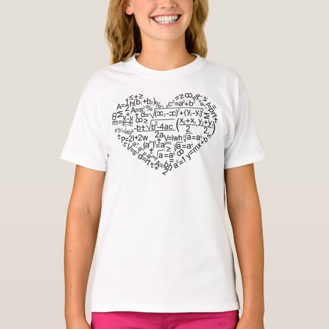 HEART- SHAPED MATHS FORMULAS. T-Shirt (Front)
