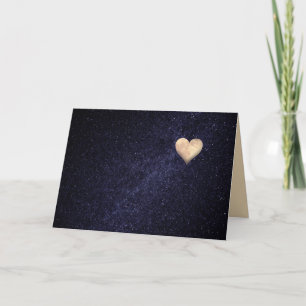 Heart Shaped Moon in the Starry Night Holiday Card