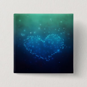 Heart-Shaped Night Stars 2 Inch Square Button
