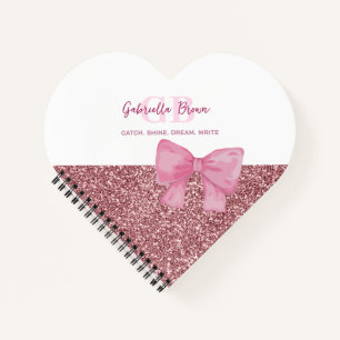 Heart-shaped notebook, glitter diary notebook