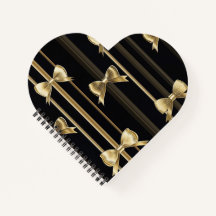 Heart-Shaped Notebook with Black Base and Golden B
