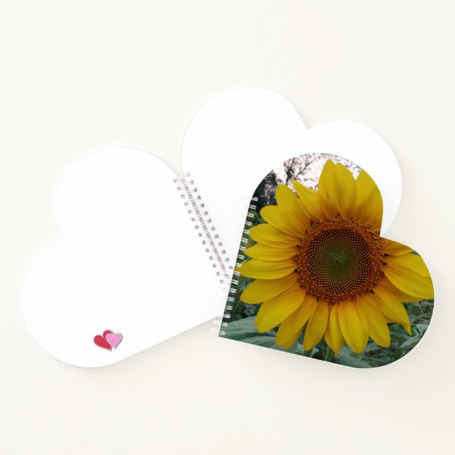 Heart Shaped Notebook with Bright Sunflower Cover (Inside)