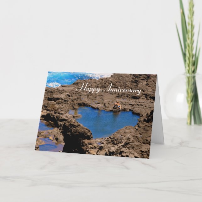 Heart-Shaped Ocean Tide Pool, Maui, Anniversary Card (Front)