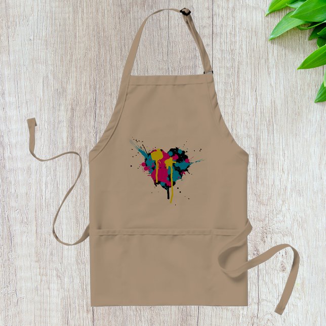 Heart Shaped Paint Splatter Colourful Ink Splash Standard Apron (Creator Uploaded)
