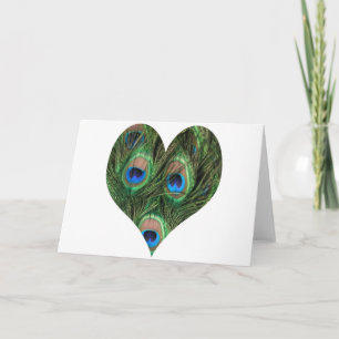 Heart Shaped Peacock Feather Card