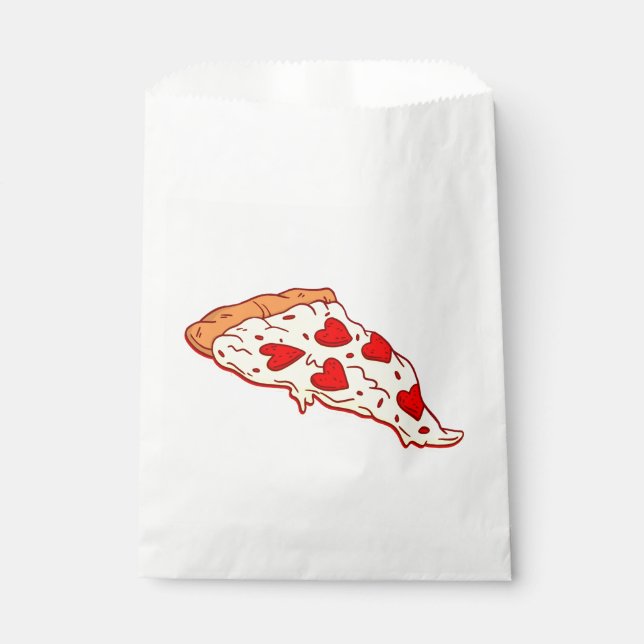 heart shaped pepperoni pizza valentine  favour bag (Front)
