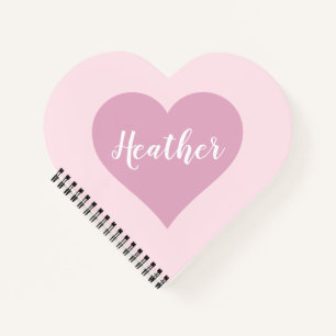 Heart Shaped Personalised Name Pink Notebook