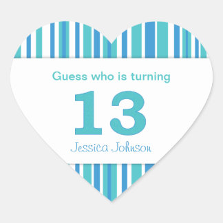 Heart Shaped Personalized 13th Birthday Stickers