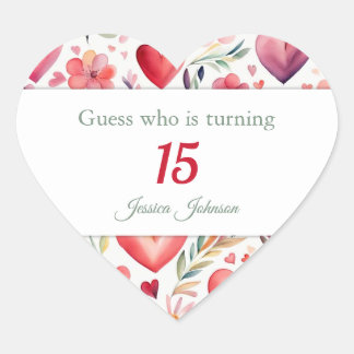 Heart Shaped Personalized 13th Birthday Stickers