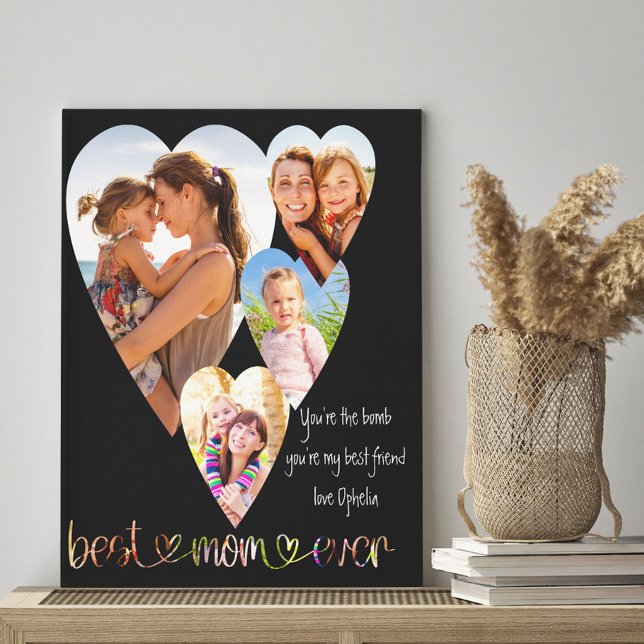 Heart Shaped Photo Best Mom Ever Typography Art Ca Canvas Print (Creator Uploaded)