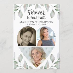Heart Shaped Photo Collage Botanical Memorial Program