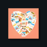 Heart Shaped Photo Collage Family Photos Canvas Print<br><div class="desc">Turn your favourite photos and snapshots into a treasured keepsake. This wrapped canvas wall art is ready for you to upload 28 photos. The photos are arranged in a heart shape in simple white instant photo style frames. The collage is set against a melon or coral coloured background. Looking for...</div>