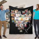 Heart Shaped Photo Collage Family Script Black Fleece Blanket<br><div class="desc">Create your own personalized blanket with 29 of your favourite photos and your family name(s). The photo template is set up to create a photo collage in the shape of a love heart, displaying your pictures in a mix of portrait, landscape and square instragram formats. Upload your photos working in...</div>