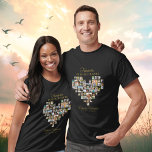 Heart Shaped Photo Collage Funeral Celebration T-Shirt<br><div class="desc">This beautiful memorial t-shirt is perfect for family friends to wear at their loved one's celebration of life. The design features 48 square photos shaped into a heart and gold text that reads "Forever in our hearts". Add custom text to personalize. So unique - this template is so easy to...</div>