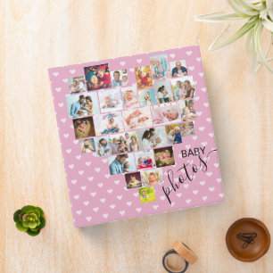 Heart Shaped Photo Collage Pink Baby Picture Binder