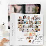 Heart Shaped Photo Collage White Wedding Binder<br><div class="desc">Heart Shaped Photo Collage to customize with 29 of your favourite wedding pictures. Your wedding photos are displayed in a mix of square, landscape and portrait formats to automatically form the heart shaped photo collage. The front cover is lettered with "our wedding" in modern typography and elegant script and you...</div>